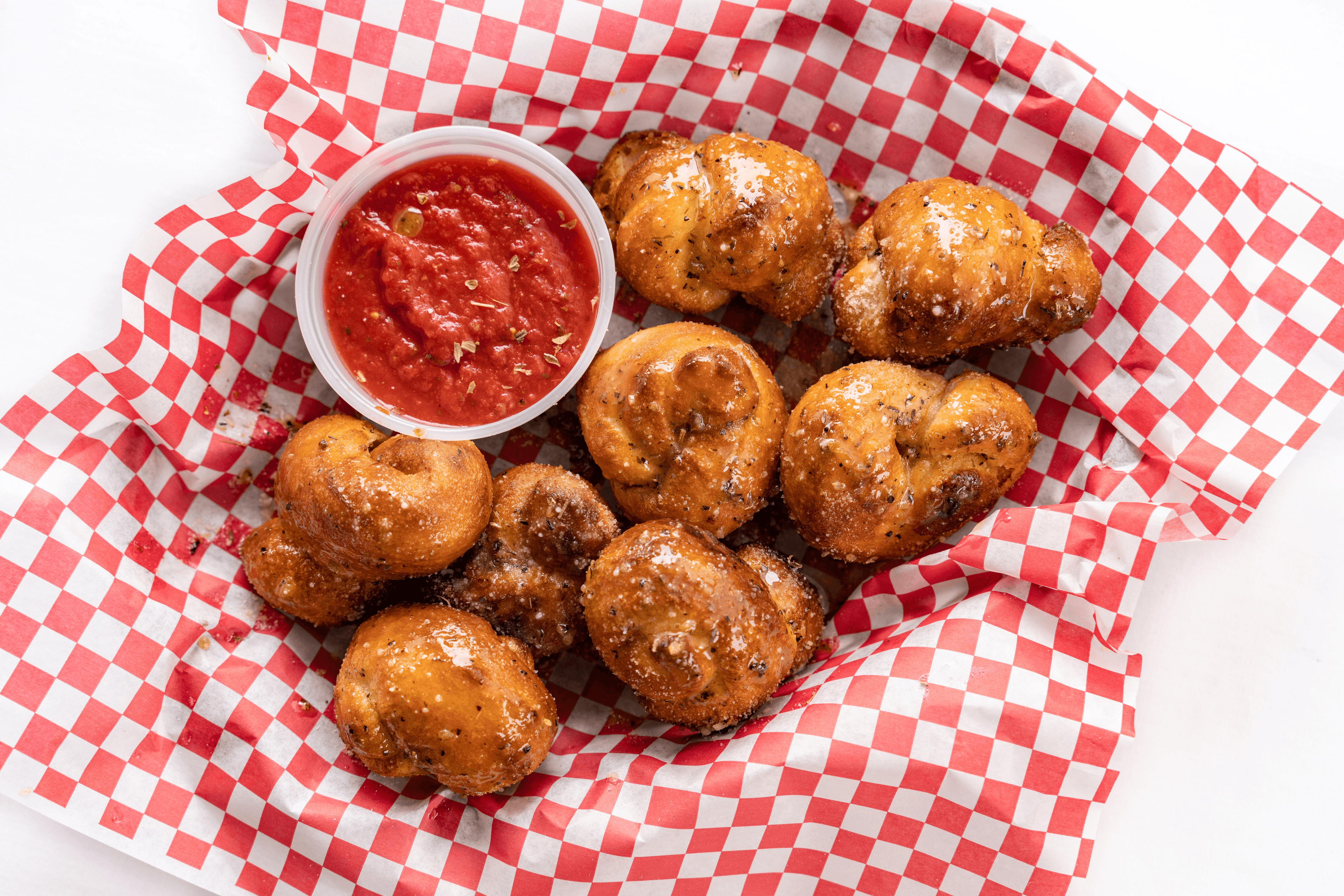 Garlic knots with marinara sauce